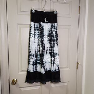 Jessica London Girls Maxi Skirt Size Large Tie Dye Black White Pull On